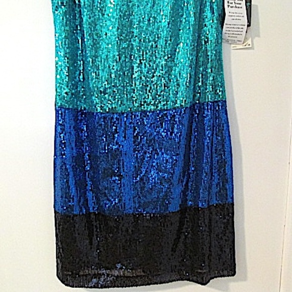 NWT Gabby Skye Blue Sequin Sheath Dress, Size 8 - Picture 4 of 9